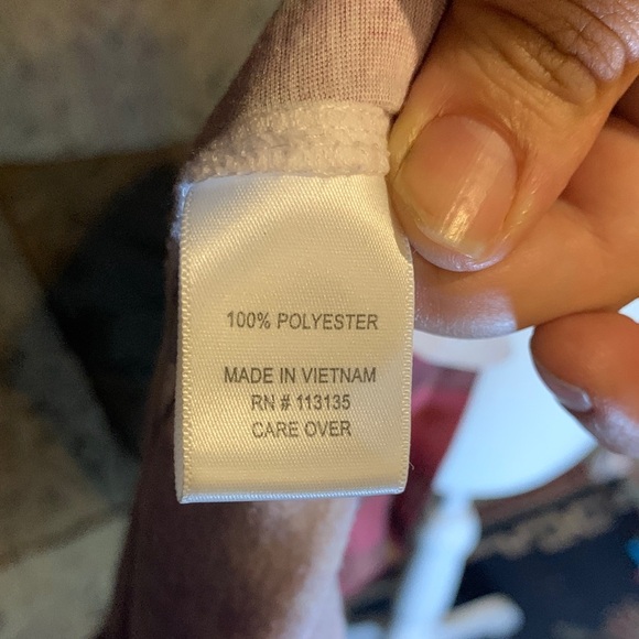 women's Medium Light Weight T-Shirt floral print w/ sequin short sleeve Red - Picture 5 of 6